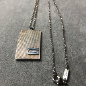 Rare Gucci Silver Dog Tag Necklace w/18 Inch Chain